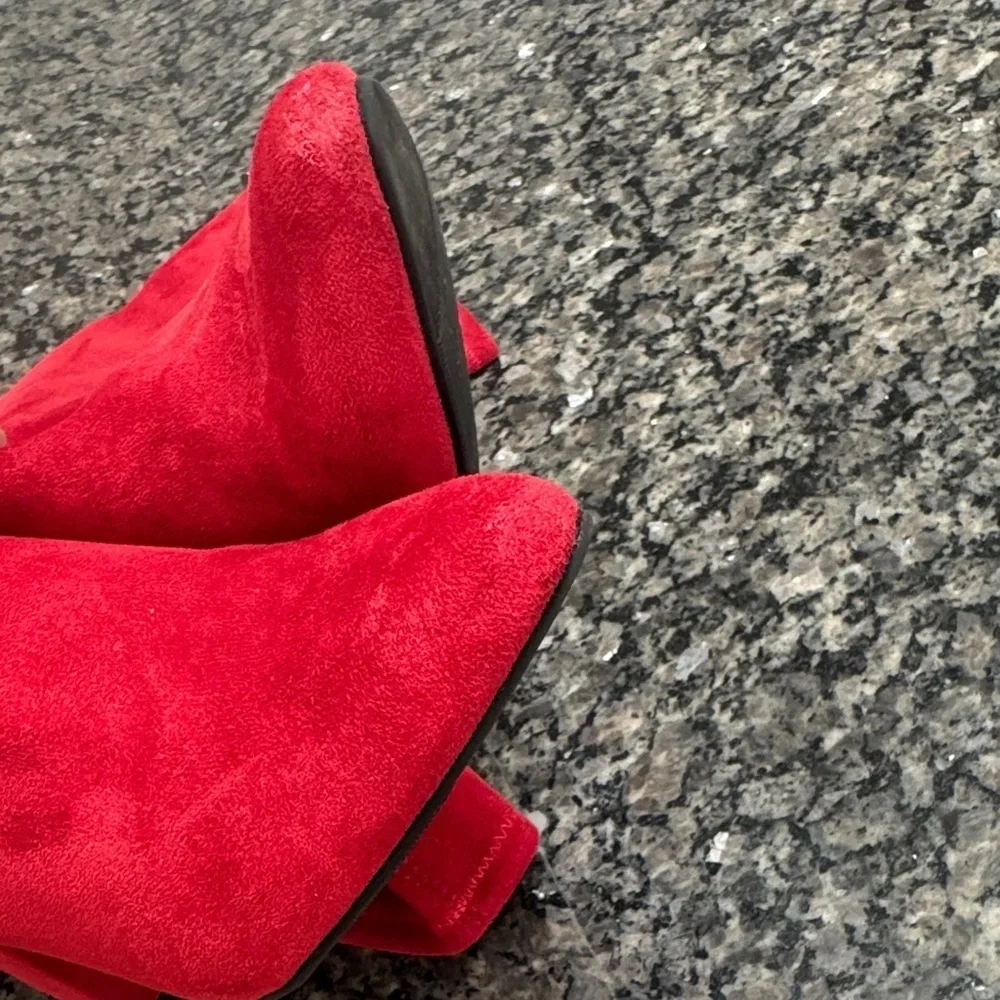 Wild Pair Red Over the Knee Boots faux suede EUC 8M